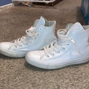 White, rubber women converse high top size 7